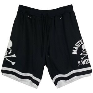 Mastermind World Mitchell & Ness Large Jersey Shorts Embroidery Logos Black New